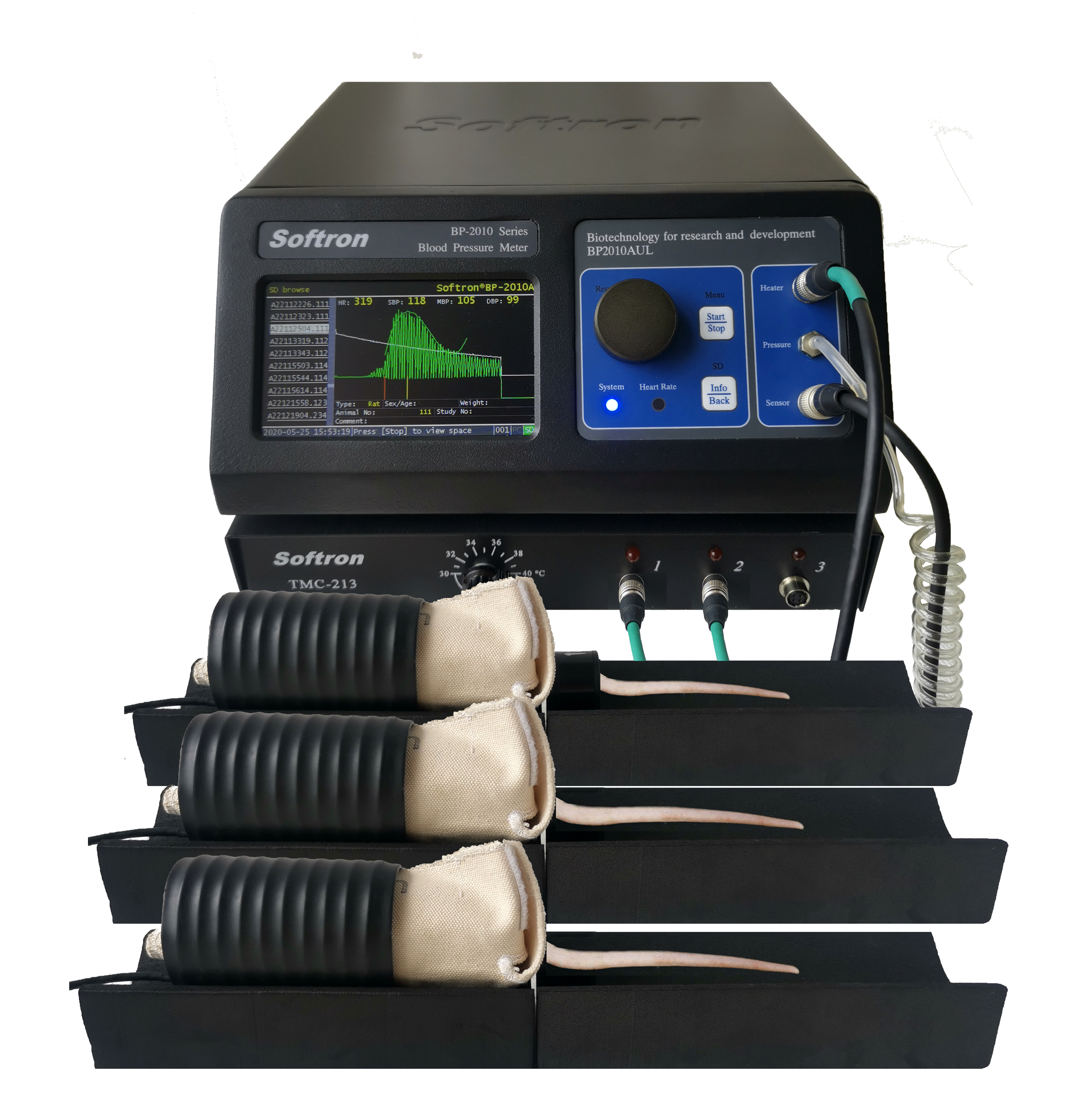 BP-2010A with TMC-213 warmer and three rodent restrainers